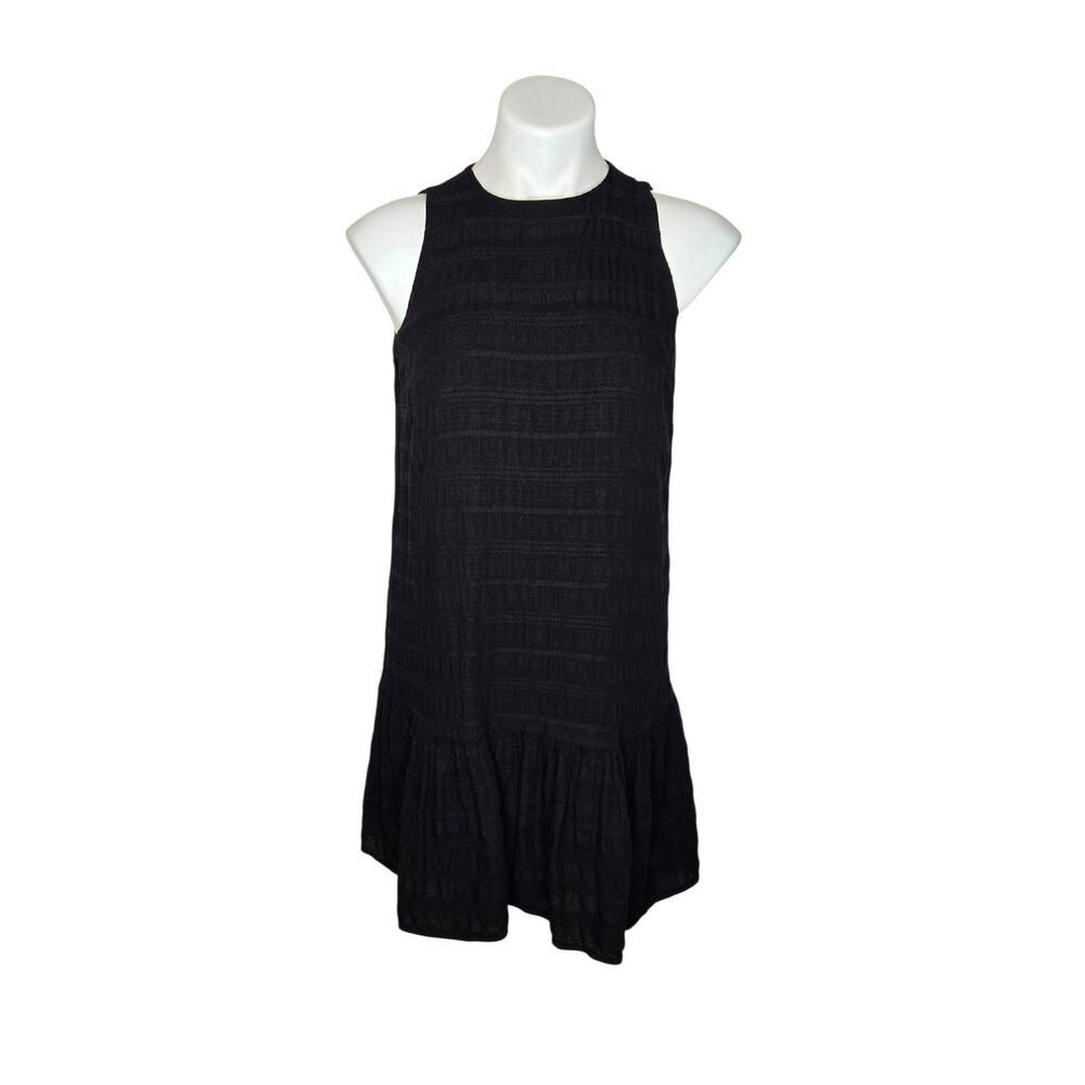 ANN TAYLOR Sleeveless Mini Flared Hem Dress Textured Black Size XS
